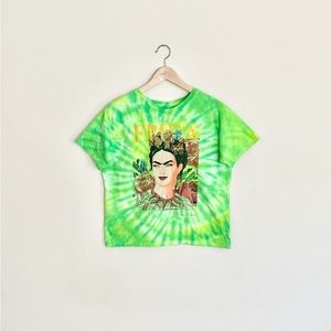 Frida Kahlo Graphic Green Tie Dyed T Shirt Women’s size Large